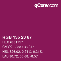 Color code: RGB 136 23 87 | qconv.com