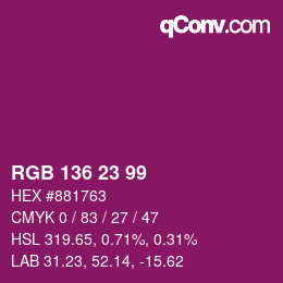 Color code: RGB 136 23 99 | qconv.com