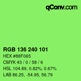 Color code: RGB 136 240 101 | qconv.com