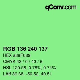 Color code: RGB 136 240 137 | qconv.com