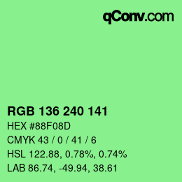 Color code: RGB 136 240 141 | qconv.com