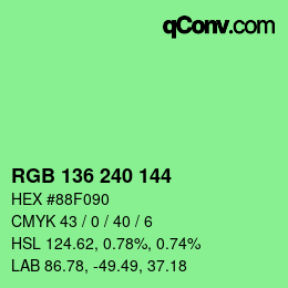 Color code: RGB 136 240 144 | qconv.com