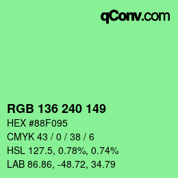 Color code: RGB 136 240 149 | qconv.com