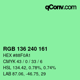 Color code: RGB 136 240 161 | qconv.com