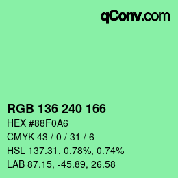 Color code: RGB 136 240 166 | qconv.com