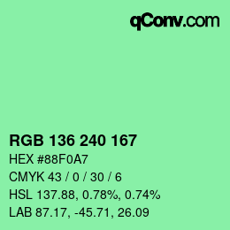 Color code: RGB 136 240 167 | qconv.com