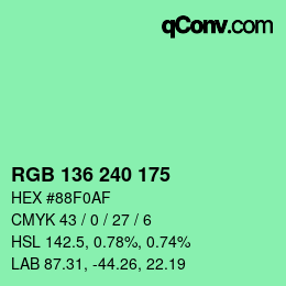 Color code: RGB 136 240 175 | qconv.com