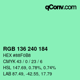 カラーコード: RGB 136 240 184 | qconv.com