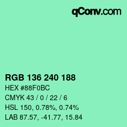 Color code: RGB 136 240 188 | qconv.com