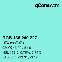 Farbcode: RGB 136 240 227 | qconv.com