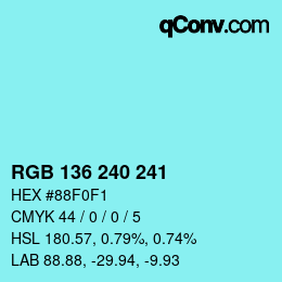 Color code: RGB 136 240 241 | qconv.com