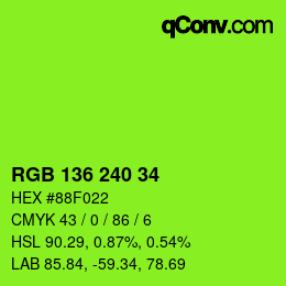 カラーコード: RGB 136 240 34 | qconv.com
