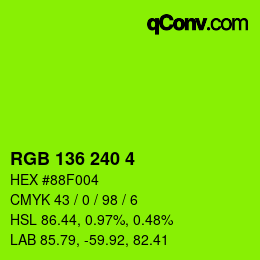 Color code: RGB 136 240 4 | qconv.com