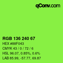 Color code: RGB 136 240 67 | qconv.com