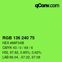 Color code: RGB 136 240 75 | qconv.com