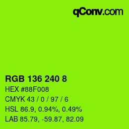 Código de color: RGB 136 240 8 | qconv.com