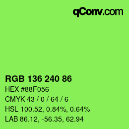 カラーコード: RGB 136 240 86 | qconv.com