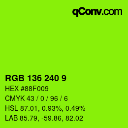 カラーコード: RGB 136 240 9 | qconv.com