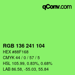 Color code: RGB 136 241 104 | qconv.com