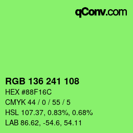 Color code: RGB 136 241 108 | qconv.com