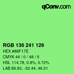 Color code: RGB 136 241 126 | qconv.com