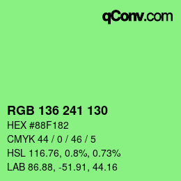 Color code: RGB 136 241 130 | qconv.com