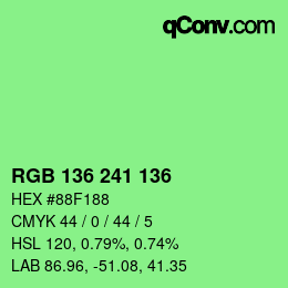 Color code: RGB 136 241 136 | qconv.com