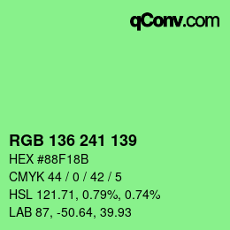 Color code: RGB 136 241 139 | qconv.com