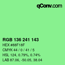 Color code: RGB 136 241 143 | qconv.com