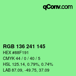 Color code: RGB 136 241 145 | qconv.com