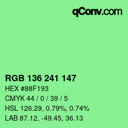 Color code: RGB 136 241 147 | qconv.com