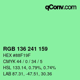 Color code: RGB 136 241 159 | qconv.com