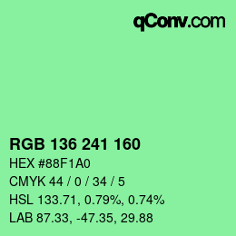Farbcode: RGB 136 241 160 | qconv.com