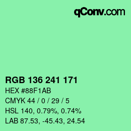 Color code: RGB 136 241 171 | qconv.com