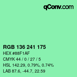 Color code: RGB 136 241 175 | qconv.com