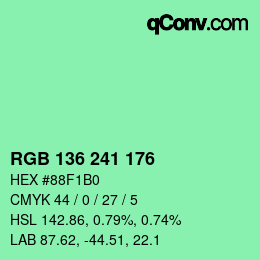 Color code: RGB 136 241 176 | qconv.com