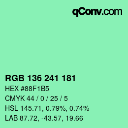 Color code: RGB 136 241 181 | qconv.com