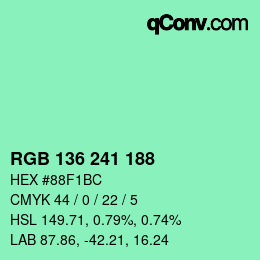 カラーコード: RGB 136 241 188 | qconv.com