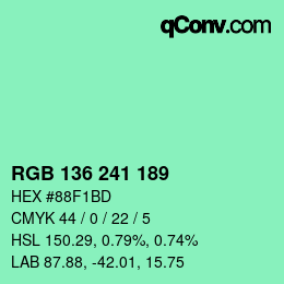 Color code: RGB 136 241 189 | qconv.com