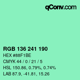 Color code: RGB 136 241 190 | qconv.com