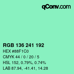 Color code: RGB 136 241 192 | qconv.com