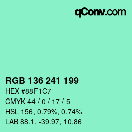 Farbcode: RGB 136 241 199 | qconv.com