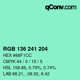 Color code: RGB 136 241 204 | qconv.com