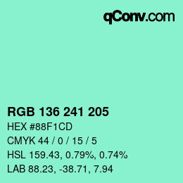 Color code: RGB 136 241 205 | qconv.com