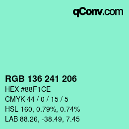 Código de color: RGB 136 241 206 | qconv.com