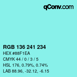 Color code: RGB 136 241 234 | qconv.com