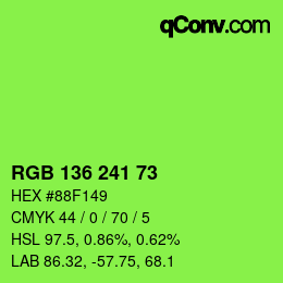 Color code: RGB 136 241 73 | qconv.com