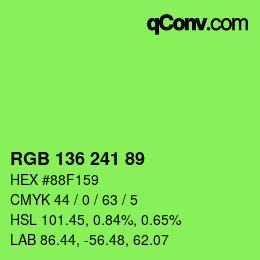 Color code: RGB 136 241 89 | qconv.com