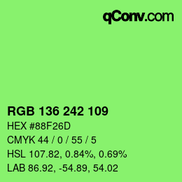 Color code: RGB 136 242 109 | qconv.com