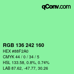 Farbcode: RGB 136 242 160 | qconv.com